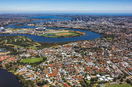 Aerial Image of MAYLANDS TO PERTH CBD AND OPTUS STADIUM