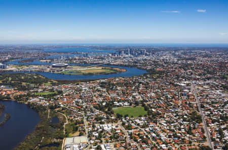 Aerial Image of MAYLANDS TO PERTH CBD AND OPTUS STADIUM