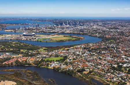 Aerial Image of MAYLANDS TO PERTH CBD AND OPTUS STADIUM