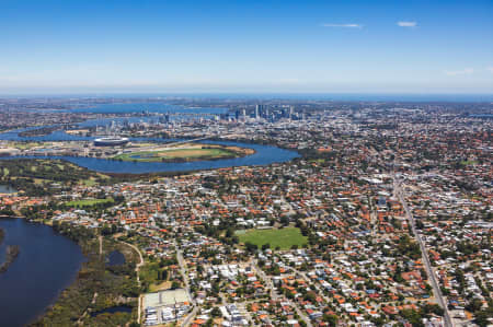 Aerial Image of MAYLANDS TO PERTH CBD AND OPTUS STADIUM