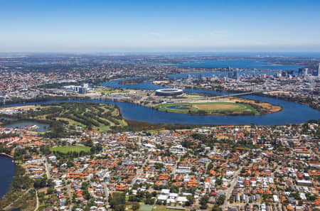 Aerial Image of MAYLANDS TO PERTH CBD AND OPTUS STADIUM