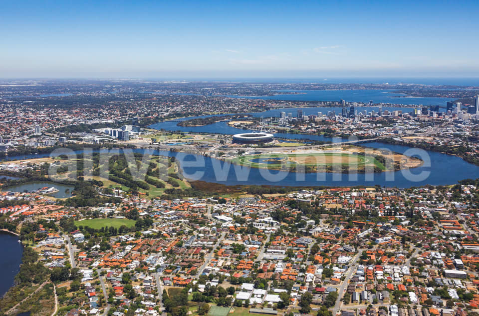 Aerial Image of Maylands to Perth CBD and Optus Stadium