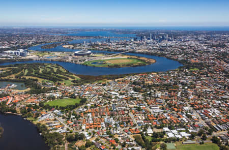 Aerial Image of MAYLANDS TO PERTH CBD AND OPTUS STADIUM