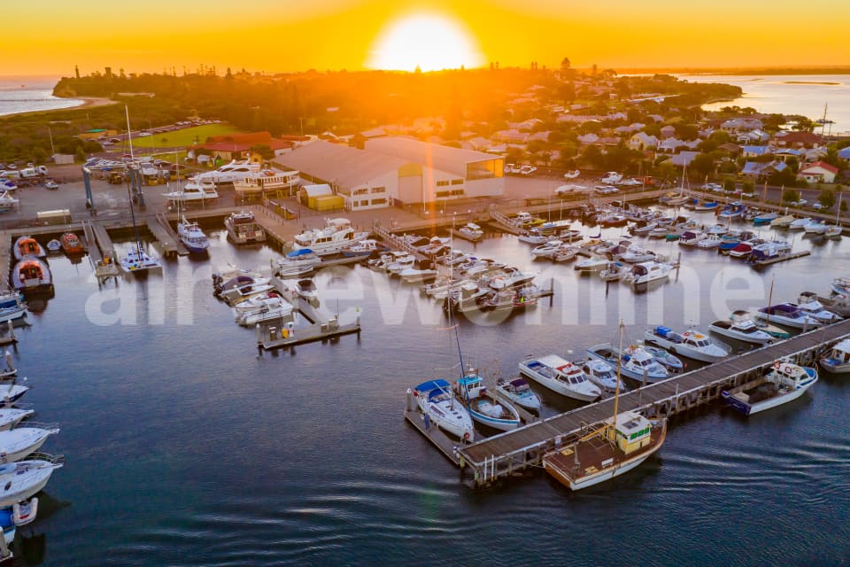 Aerial Image of Queenscliff Harbour at Sunset