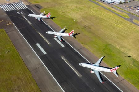 Aerial Image of AIRCRAFT PARKED AT SYDNEY AIRPORT DURING COVID-19