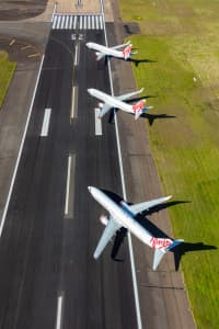 Aerial Image of AIRCRAFT PARKED AT SYDNEY AIRPORT DURING COVID-19