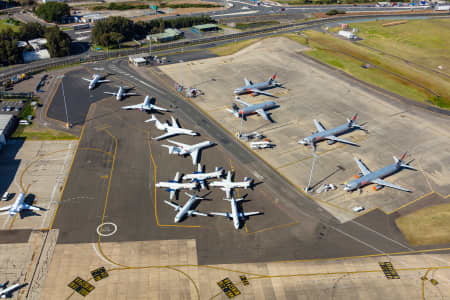 Aerial Image of AIRCRAFT PARKED AT SYDNEY AIRPORT DURING COVID-19