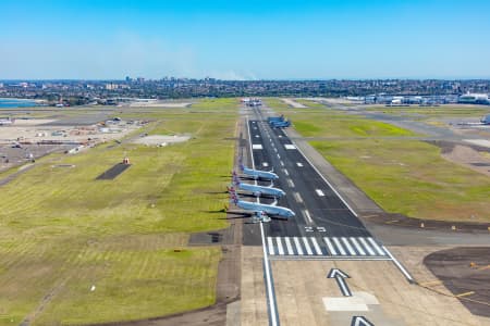 Aerial Image of AIRCRAFT PARKED AT SYDNEY AIRPORT DURING COVID-19