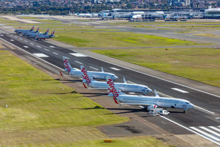 Aerial Image of AIRCRAFT PARKED AT SYDNEY AIRPORT DURING COVID-19