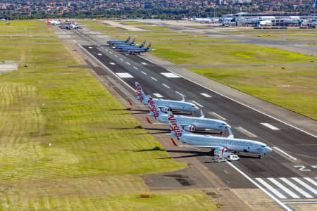 Aerial Image of AIRCRAFT PARKED AT SYDNEY AIRPORT DURING COVID-19