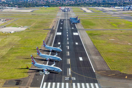 Aerial Image of AIRCRAFT PARKED AT SYDNEY AIRPORT DURING COVID-19