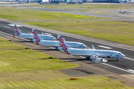 Aerial Image of AIRCRAFT PARKED AT SYDNEY AIRPORT DURING COVID-19