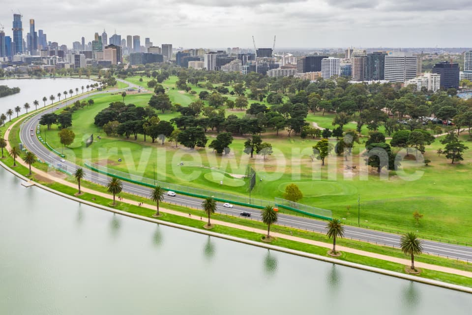 Aerial Image of Albert Park Lake and Golf Course