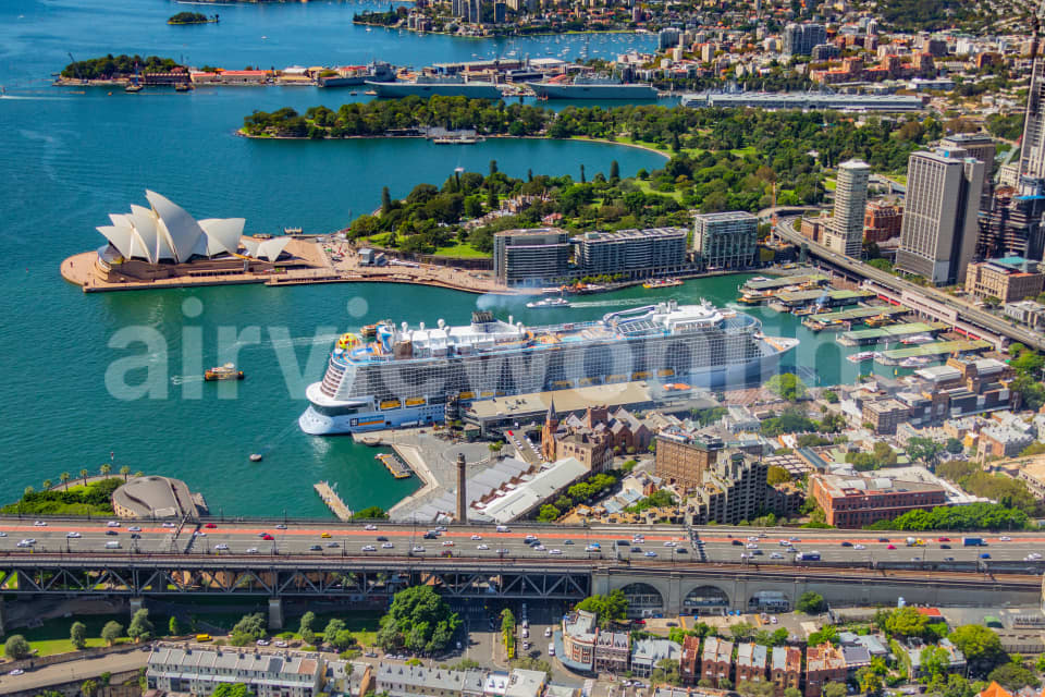 Aerial Image of Cruise Ship at Circular Quay