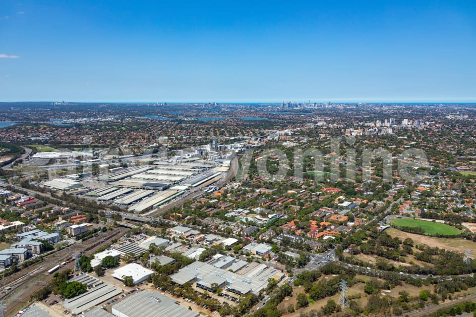 Aerial Image of Sydney Markets and Homebush West to the CBD