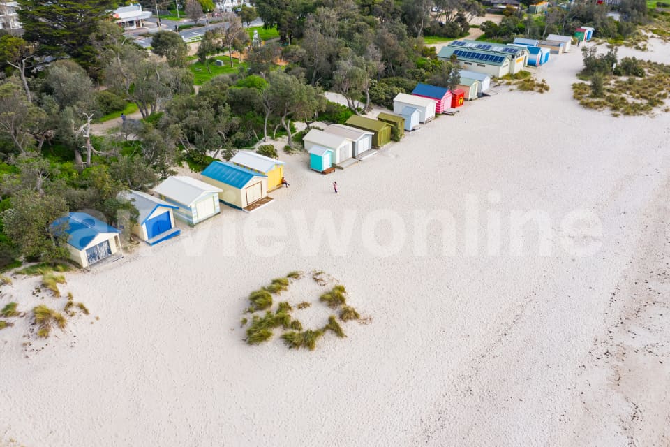Aerial Image of Bathing boxes on McCrae Beach