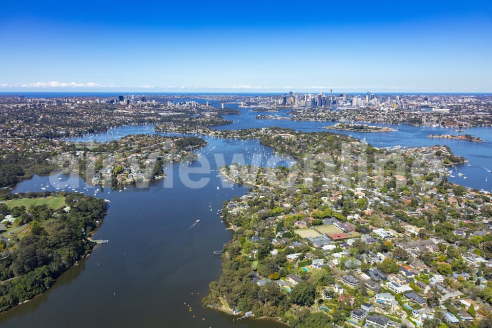Aerial Image of Hunters Hill to Sydney CBD