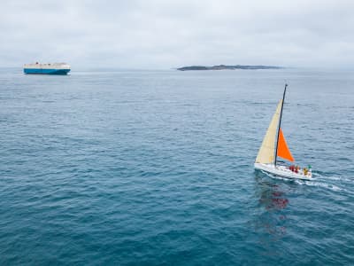 Aerial Image of YACHT AND CARGO SHIP IN PORT PHILLIP BAY