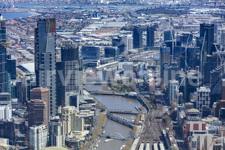 Aerial Image of Yarra River Southbank Melbourne