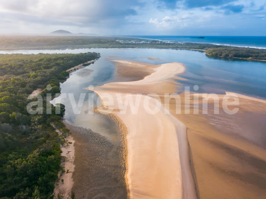 Aerial Image of Sandbars around Goat Island in the Maroochy River