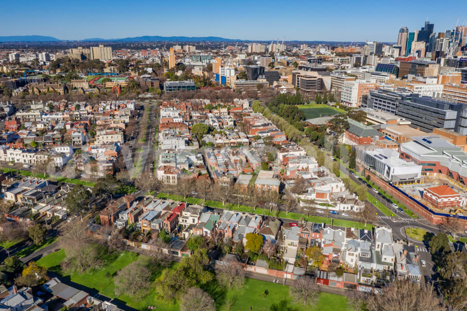 Aerial Image of Carlton and Melbourne CBD