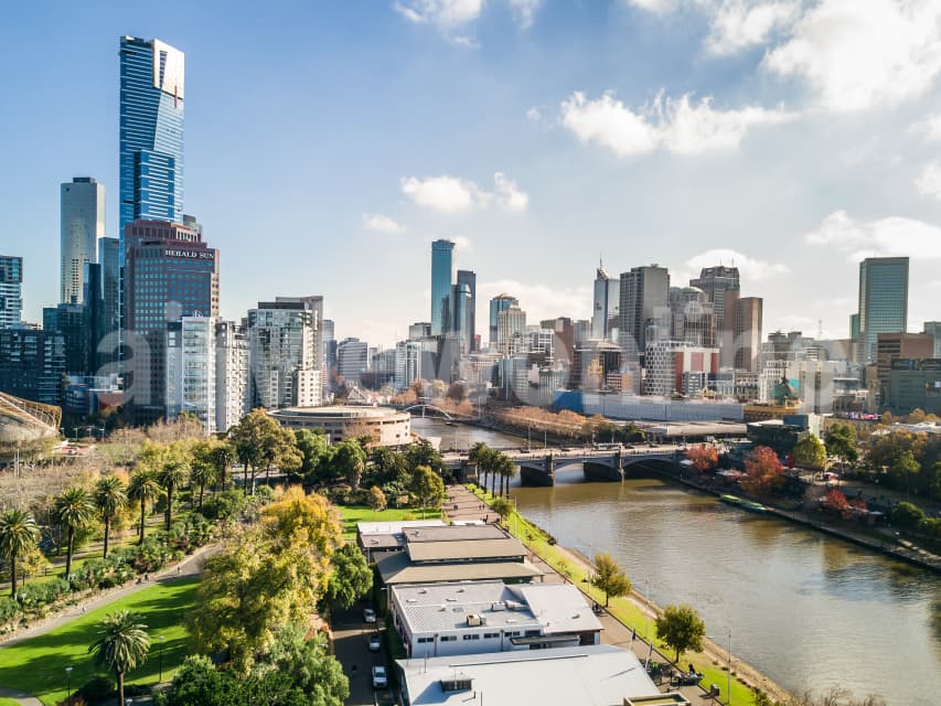 Aerial Image of Yarra River and Melbourne CBD