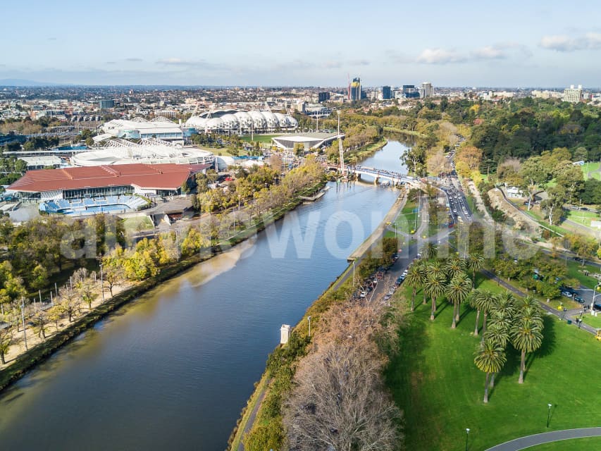 Aerial Image of Yarra River an Alexandra Gardens