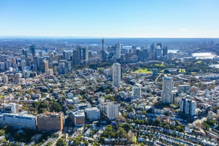 Aerial Image of DARLINGHURST, POTTS POINT AND KINGS CROSS TO THE CBD