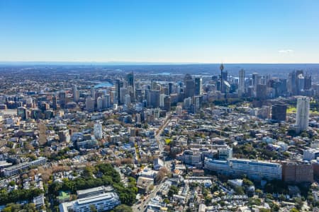 Aerial Image of DARLINGHURST, POTTS POINT AND KINGS CROSS TO THE CBD