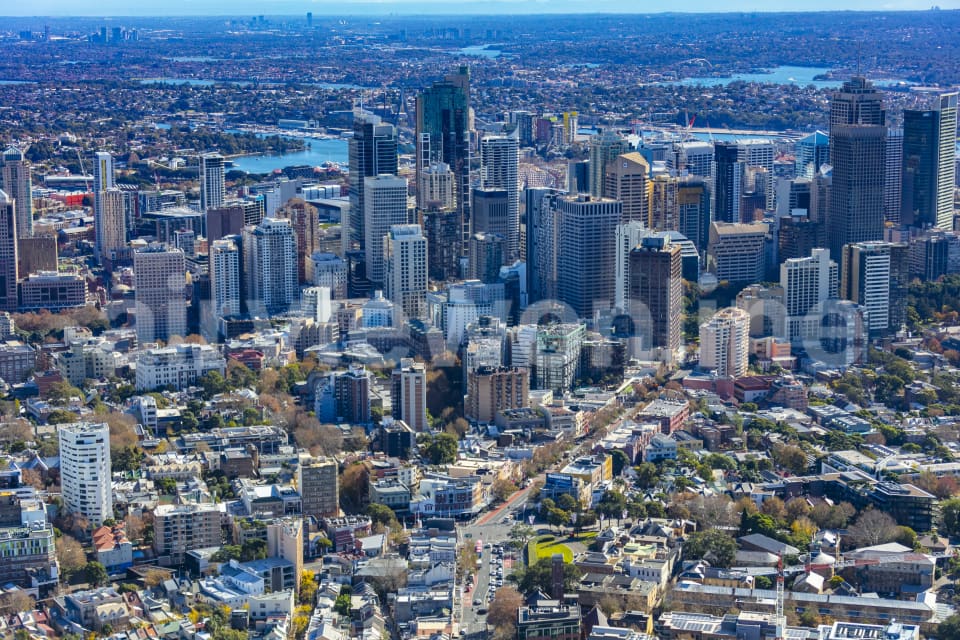 Aerial Image of Darlinghurst, Potts Point and Kings Cross to the CBD