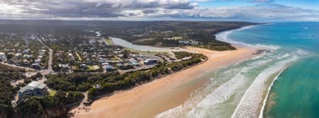 Aerial Image of ANGLESEA TOWN, BEACH AND RIVER MOUTH