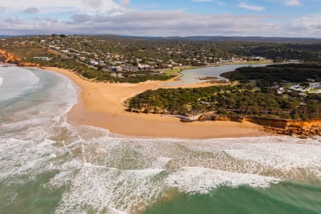 Aerial Image of ANGLESEA BEACH AND RIVER MOUTH