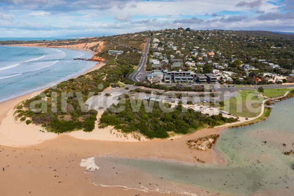 Aerial Image of Anglesea River mouth and town