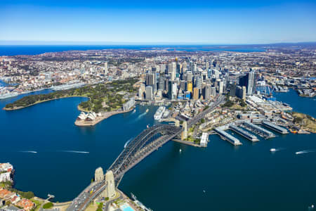 Aerial Image of SYDNEY CBD, SYDNEY HARBOUR BRIDGE, THE ROCKS AND CIRCULAR QUAY