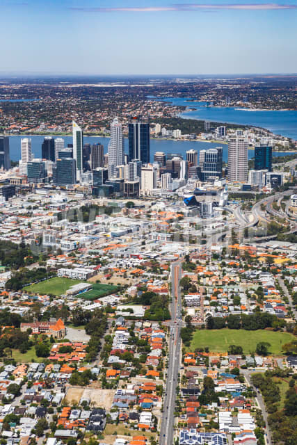 Aerial Image of Perth facing city from North Perth