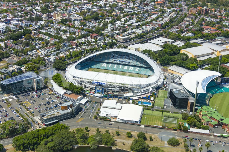 Aerial Image of Allianz Stadium And Sydney Cricket Ground At The Entertainment Quarter Moore Park