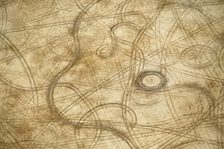 Aerial Image of VEHICLE TRACKS ON DRY LAKE BED