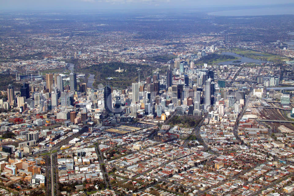 Aerial Image of North Melbourne to the CBD