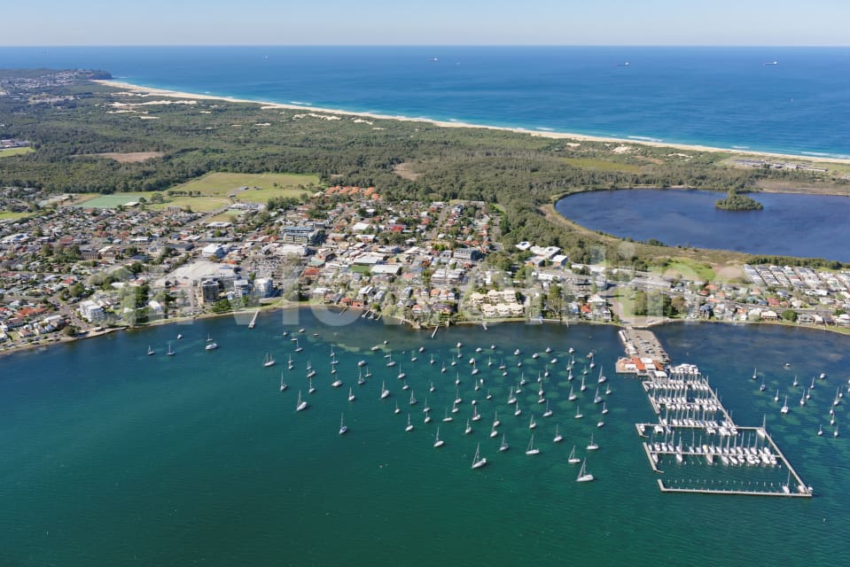 Aerial Image of Lake Macquarie Yacht Club Looking East