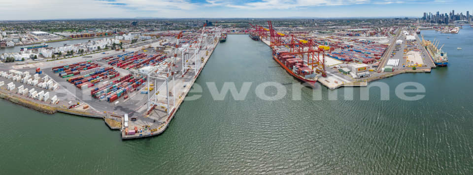 Aerial Image of Containers and cranes on docks in West Melbourne