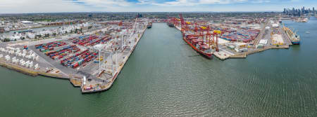 Aerial Image of CONTAINERS AND CRANES ON DOCKS IN WEST MELBOURNE