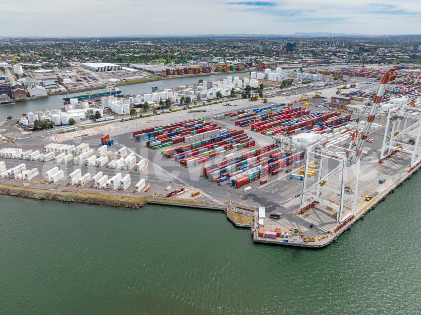 Aerial Image of Containers on docks in West Melbourne