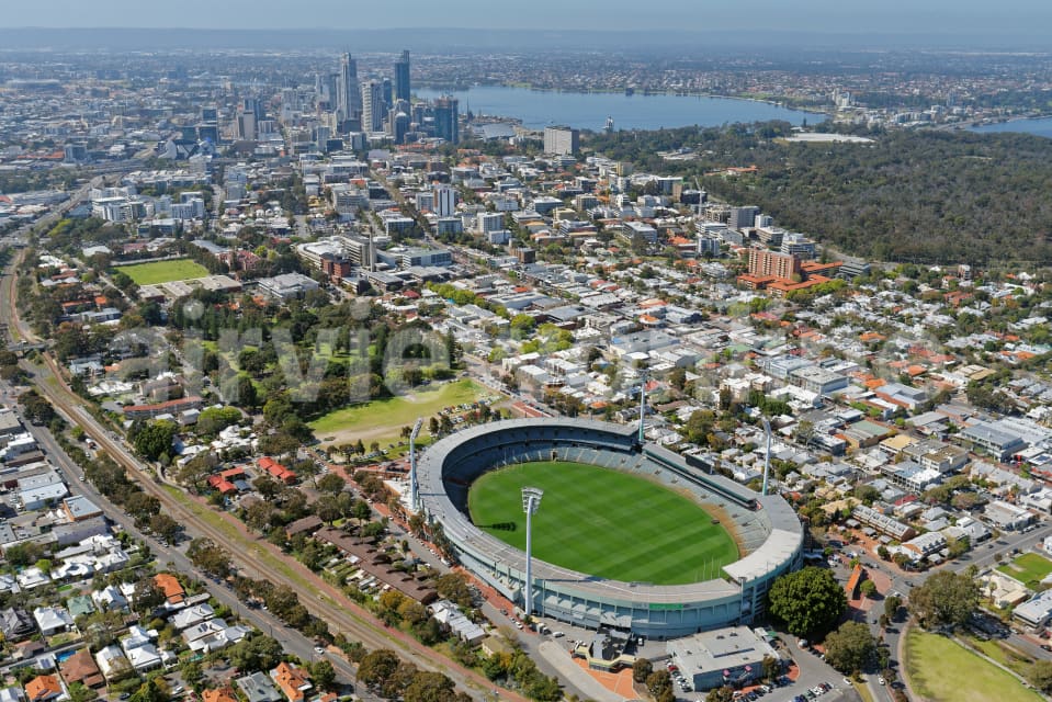 Aerial Image of Domain Stadium Looking South-East To Perth CBD