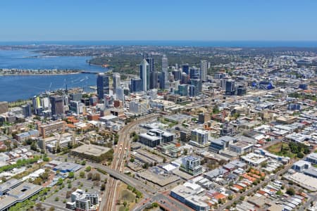 Aerial Image of NORTHBRIDGE AND PERTH CBD, LOOKING SOUTH-WEST
