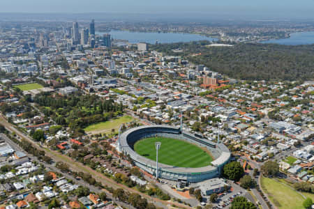 Aerial Image of DOMAIN STADIUM LOOKING SOUTH-EAST TO PERTH CBD