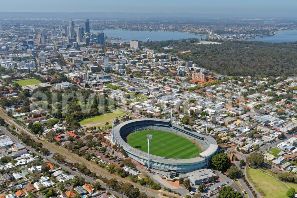 Aerial Image of Domain Stadium Looking South-East To Perth CBD