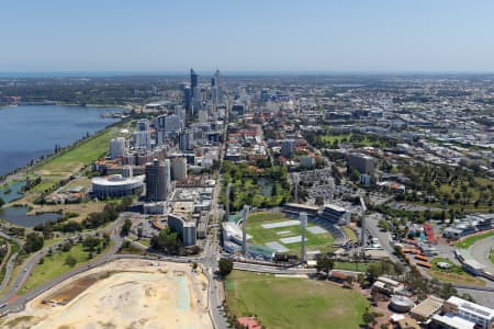 Aerial Image of WACA AND EAST PERTH LOOKING WEST