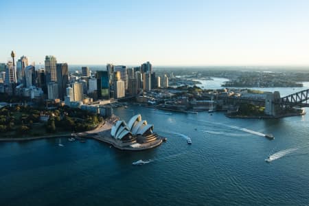 Aerial Image of SYDNEY HARBOUR AND OPERA HOUSE AT DUSK