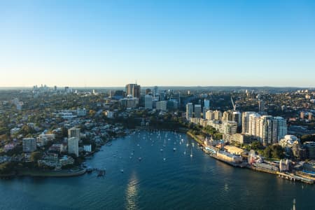 Aerial Image of LAVENDER BAY, MILSONS POINT & NORTH SYDNEY AT DUSK
