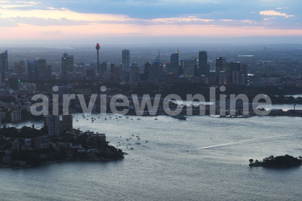 Aerial Image of Sydney Harbour And CBD At Night